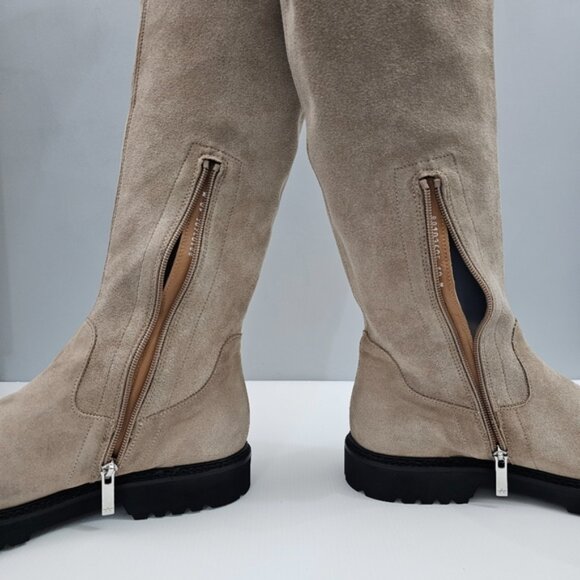 Aquatalia Mire Over The Knee Boot Womens 10 Taupe Suede Waterproof Tall Pull On - Picture 4 of 14